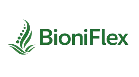 BioniFlex logo with green text and leaf-like design